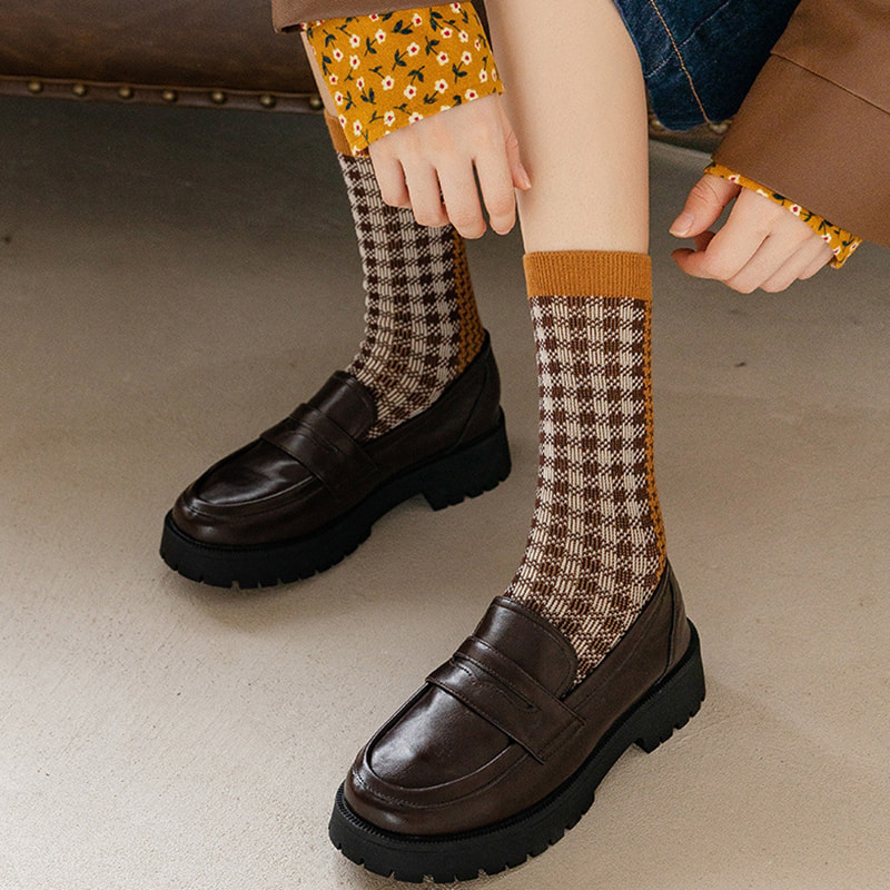 การพิมพ์ลายหนองลายหนีบแต้มสองแทร็กอิตาลีย้อนยุครองถุงถุงเท้า