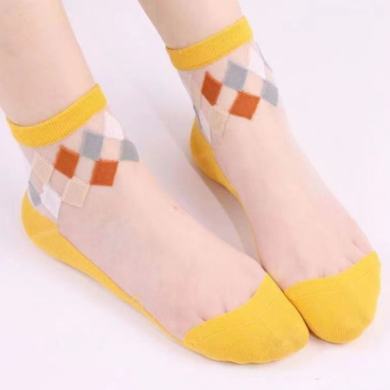 ถุงน่องแก้วบาง ๆ ในฤดูร้อนถุงเท้าผ้าฝ้ายเซ็กซี่