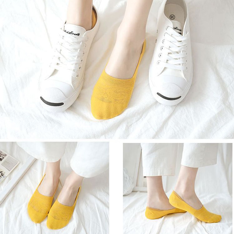 ถุงเท้าเรือสตรีสีทึบพร้อมถุงเท้ากลวงตื้น ถุงเท้าเรือสตรีสีทึบพร้อมถุงเท้ากลวงตื้น