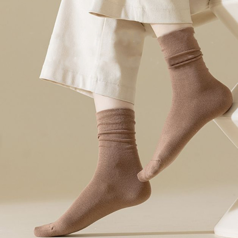 สีทึบฤดูใบไม้ร่วง/ฤดูหนาวสไตล์ retro retro ถุงเท้าสีขาวถุงเท้าสีขาว